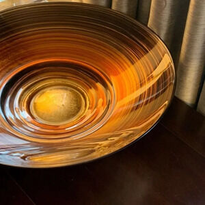 - Handcrafted Decorative Glass Bowl with Swirled Design & Gold Leaf Exte…